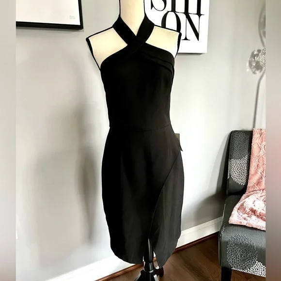 Adelyn Rae Halter Asymmetrical Sheath Dress - Picture 2 of 11